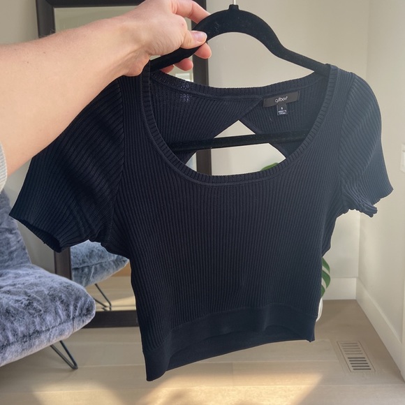 Ribbed black matching crop & long skirt outfit - Picture 4 of 8